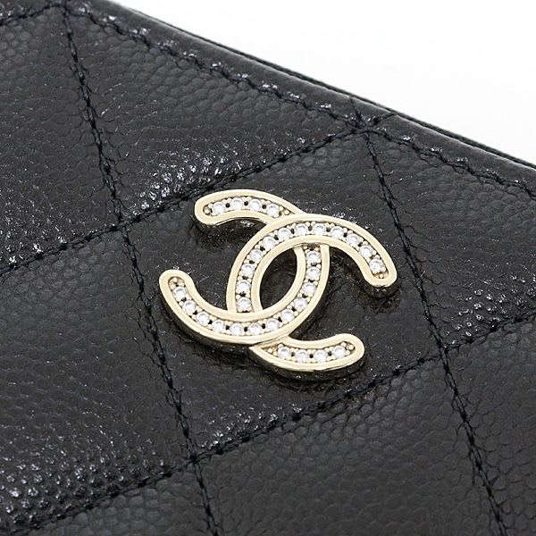 Chanel Quilted Coin Purse Caviar Leather Black Ap4818 Coco Mark Card Case — view 5