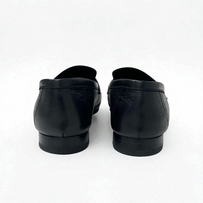 Hermes Paris Loafer Leather Shoes Black Gold Hhardware Moccasins — view 5