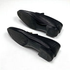 Hermes Paris Loafer Leather Shoes Black Gold Hhardware Moccasins — view 6