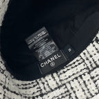Chanel Hat White Black Coco Mark Tweed Sequin Bucket — view 5