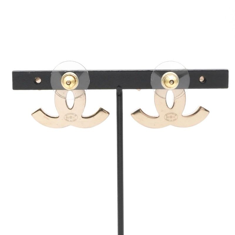 Chanel Earrings Gold Pink Black Heremark — view 9