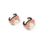 Chanel Earrings Gold Pink Black Heremark — view 3