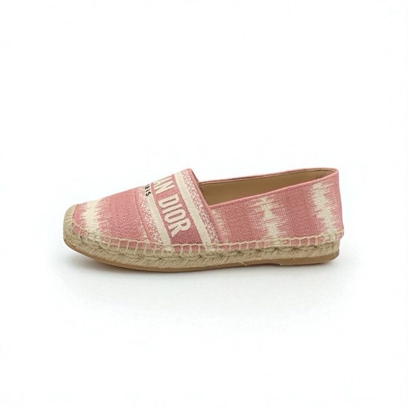 Christian Dior Granville Flat Shoes Fabric Pink Espadrilles — view 3