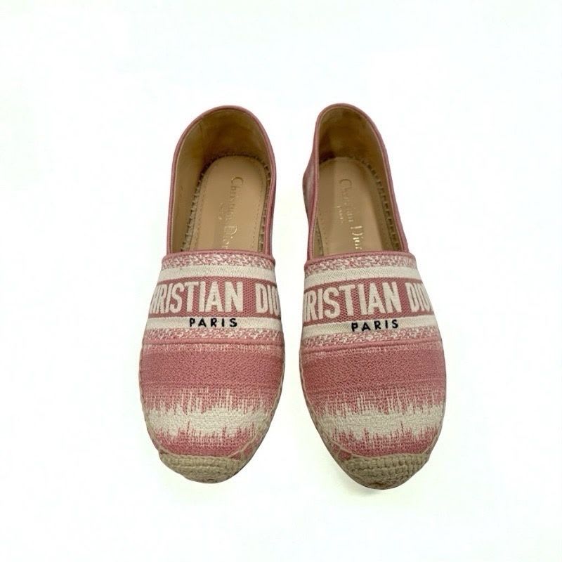 Christian Dior Granville Flat Shoes Fabric Pink Espadrilles — view 2