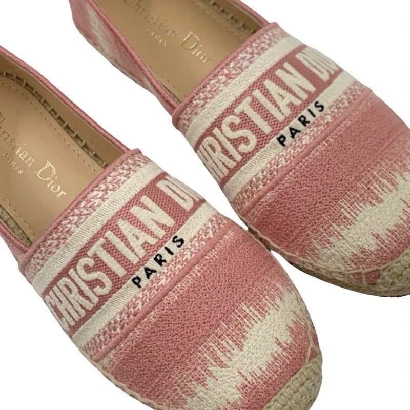 Christian Dior Granville Flat Shoes Fabric Pink Espadrilles — view 9