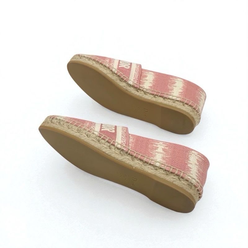 Christian Dior Granville Flat Shoes Fabric Pink Espadrilles — view 6