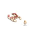 Chanel Earrings Gold Pink Coco Mark Rhinestone — view 5