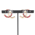Chanel Earrings Gold Pink Coco Mark Rhinestone — view 9