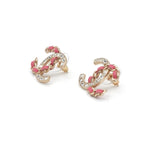 Chanel Earrings Gold Pink Coco Mark Rhinestone — view 3