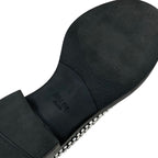 Prada Loafers Leather Shoes Satin Black Crystal Rhinestone Logo Plate — view 8