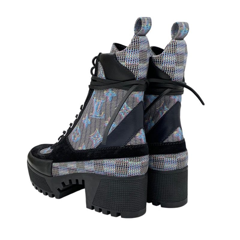 Louis Vuitton Laurie Line Monogram Boots Short Shoes Leather Suede Black — view 4