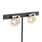 Chanel Earrings Gold Coco Mark Rhinestone Square — view 8