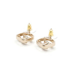 Chanel Earrings Gold Coco Mark Rhinestone Square — view 4