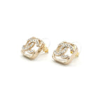 Chanel Earrings Gold Coco Mark Rhinestone Square — view 3