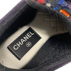 Chanel Sneakers Shoes Suede Fabric Navy Multicolor Coco Mark Tweed — view 6