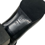 Chanel Boots Short Shoes Leather Black Coco Mark Pearl Lace Up Wrinkle — view 8