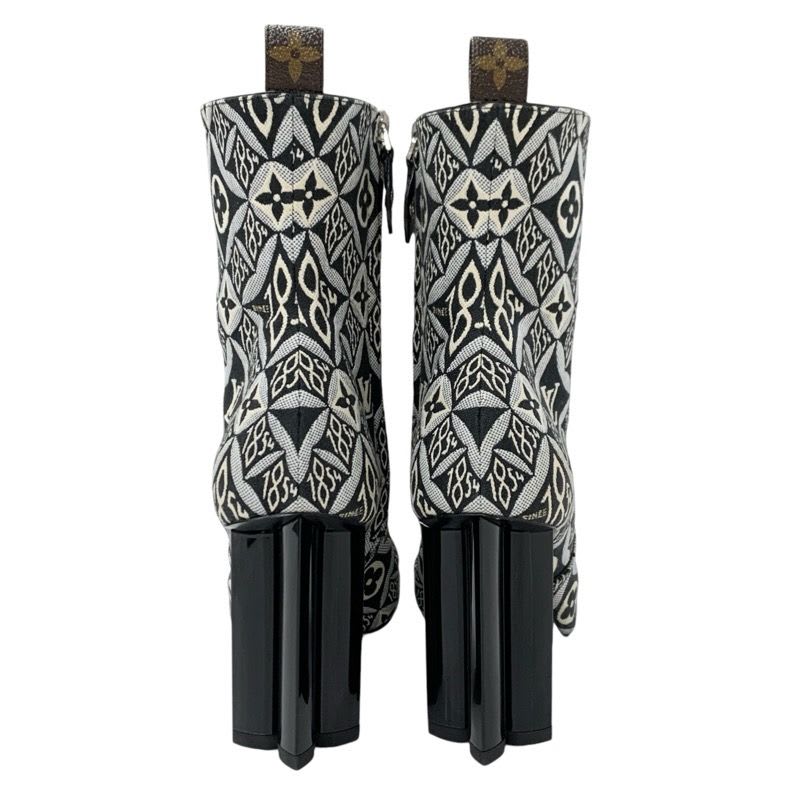Louis Vuitton Silhouette Line Monogram Boots Short Shoes Fabric Black — view 5