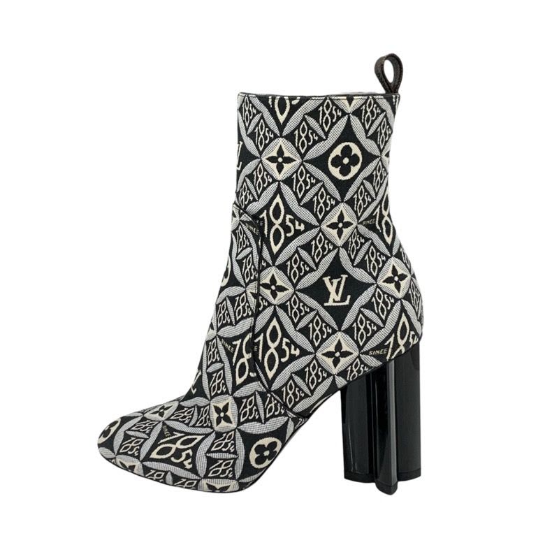 Louis Vuitton Silhouette Line Monogram Boots Short Shoes Fabric Black — view 3