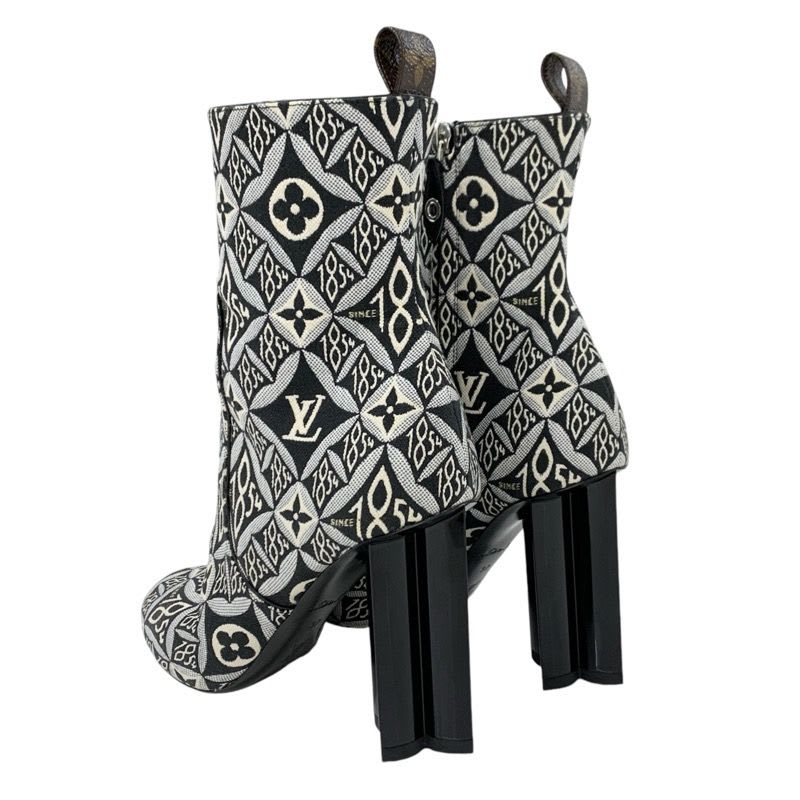 Louis Vuitton Silhouette Line Monogram Boots Short Shoes Fabric Black — view 4