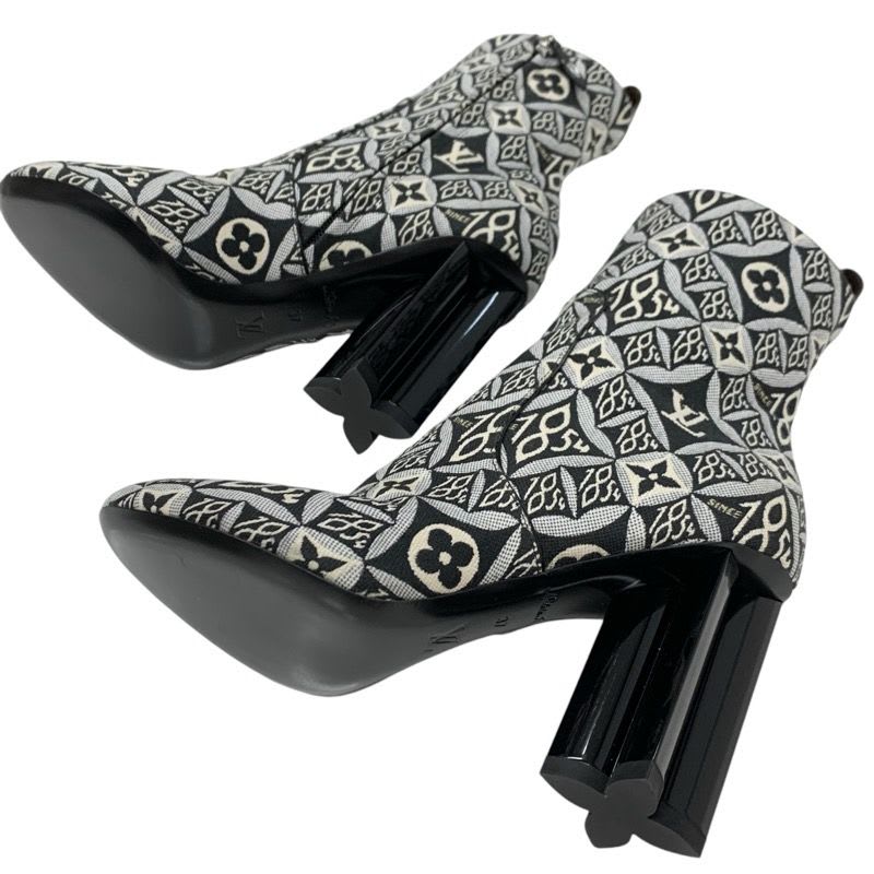 Louis Vuitton Silhouette Line Monogram Boots Short Shoes Fabric Black — view 6