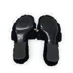 Louis Vuitton Paseo Line Monogram Sandals Shoes Shearling Black White Mule — view 6