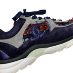 Chanel Sneakers Shoes Suede Fabric Navy Multicolor Coco Mark Tweed — view 9