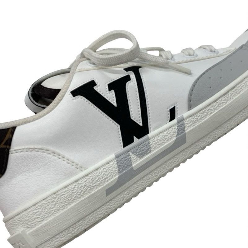 Louis Vuitton Charlie Line Monogram Sneakers Shoes Leather Fabric White Black — view 9