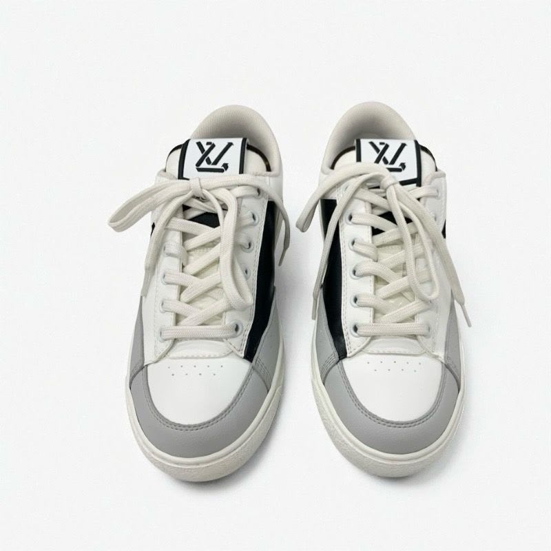Louis Vuitton Charlie Line Monogram Sneakers Shoes Leather Fabric White Black — view 2