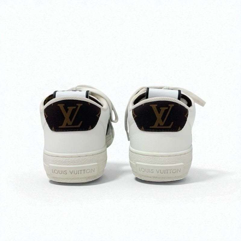 Louis Vuitton Charlie Line Monogram Sneakers Shoes Leather Fabric White Black — view 5