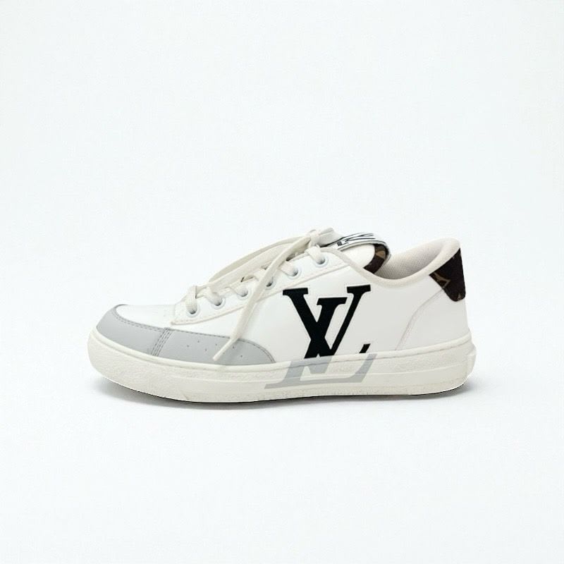 Louis Vuitton Charlie Line Monogram Sneakers Shoes Leather Fabric White Black — view 3