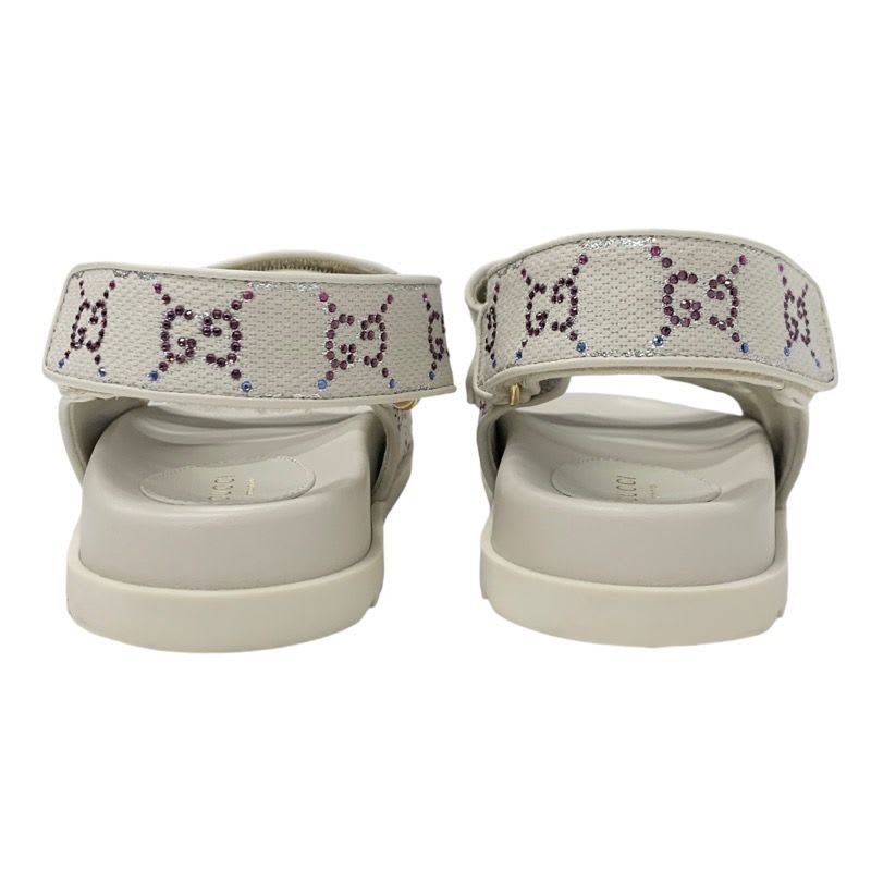 Gucci Double G Sandals Shoes Fabric Leather Ivory Multicolor Gold GG Marmont — view 5