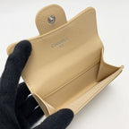 Chanel Card Case Coco Mark Caviar Leather Beige Silver Hardware — view 5