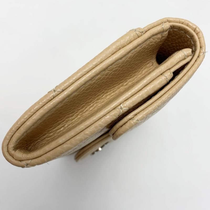 Chanel Card Case Coco Mark Caviar Leather Beige Silver Hardware — view 4
