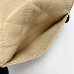 Chanel Card Case Coco Mark Caviar Leather Beige Silver Hardware — view 6