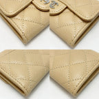 Chanel Card Case Coco Mark Caviar Leather Beige Silver Hardware — view 7