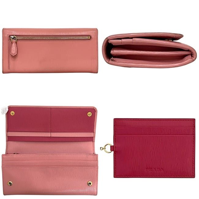 Prada Bifold Long Wallet Pink 1 Mh132 Leather Viteromove — view 2
