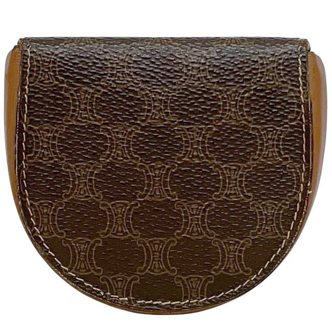 Celine Coin Case Brown Macadam Purse Leather — view 2