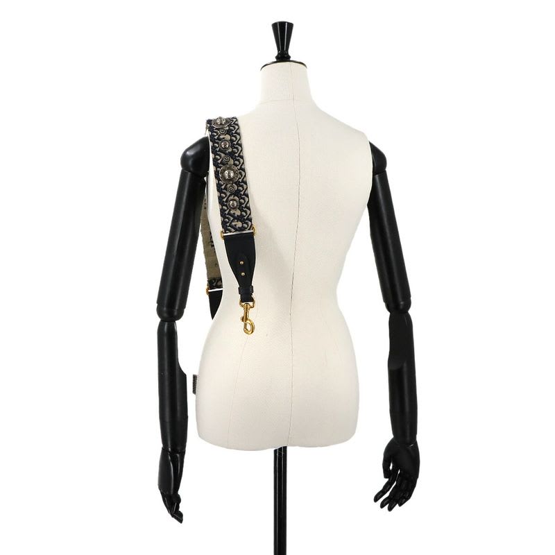 Christian Dior Oblique Embroidery Shoulder Strap Canvas Navy — view 6