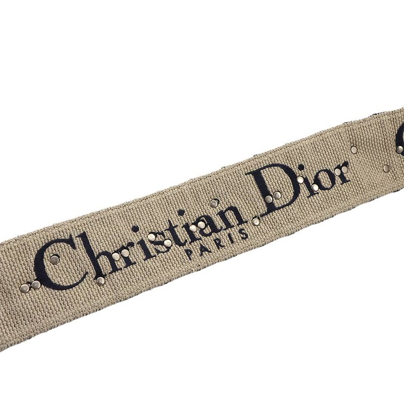 Christian Dior Oblique Embroidery Shoulder Strap Canvas Navy — view 4