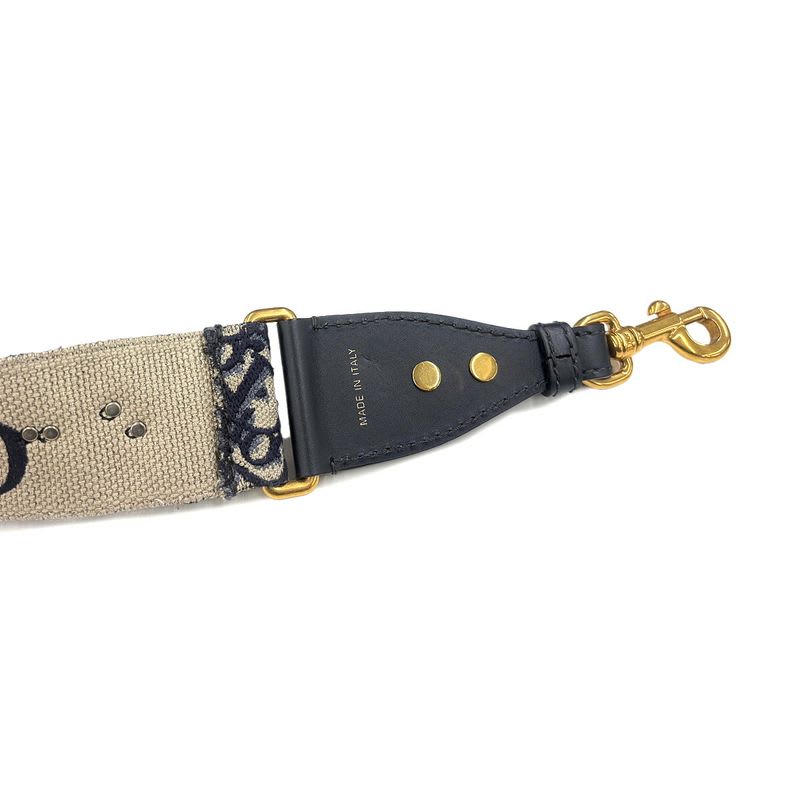 Christian Dior Oblique Embroidery Shoulder Strap Canvas Navy — view 5