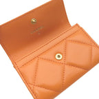 Chanel Card Case Quilted Holder Lambskin Orange Gold Hardware Coco Mark — view 5