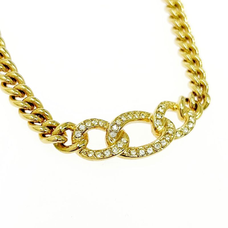 Christian Dior GP Rhinestone Necklace Gold — view 5