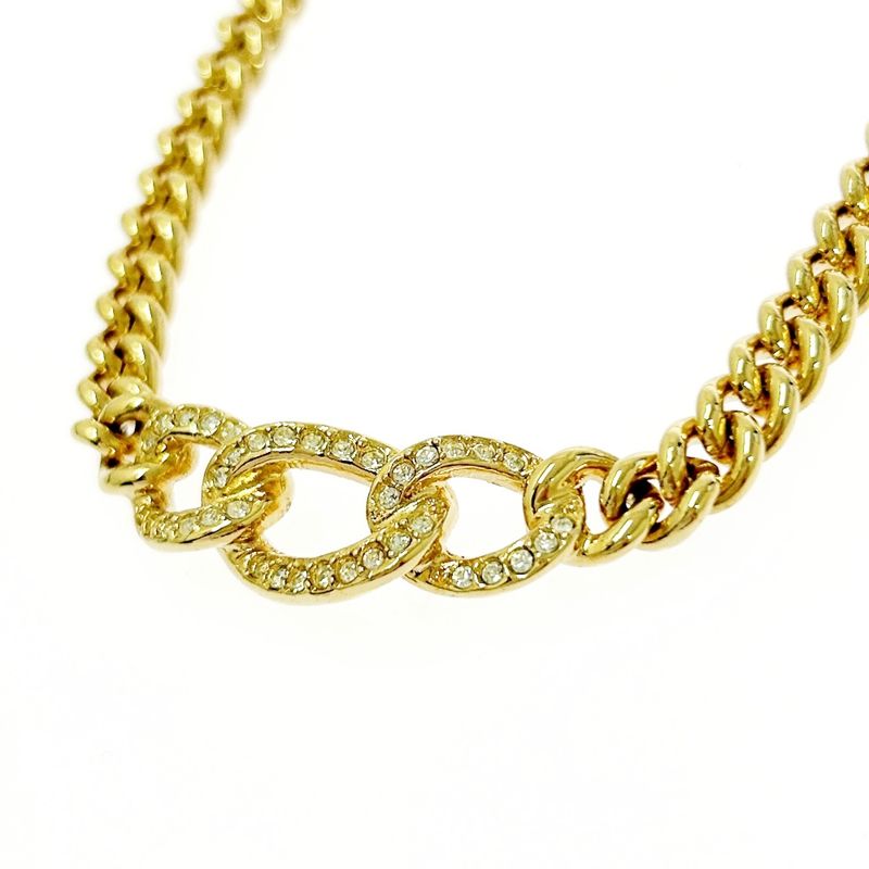Christian Dior GP Rhinestone Necklace Gold — view 4