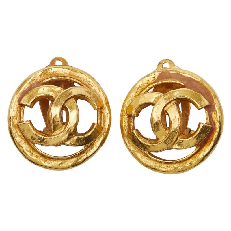 Chanel Vintage Earrings Coco Mark Gold Plated — view 3