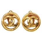 Chanel Vintage Earrings Coco Mark Gold Plated — view 3