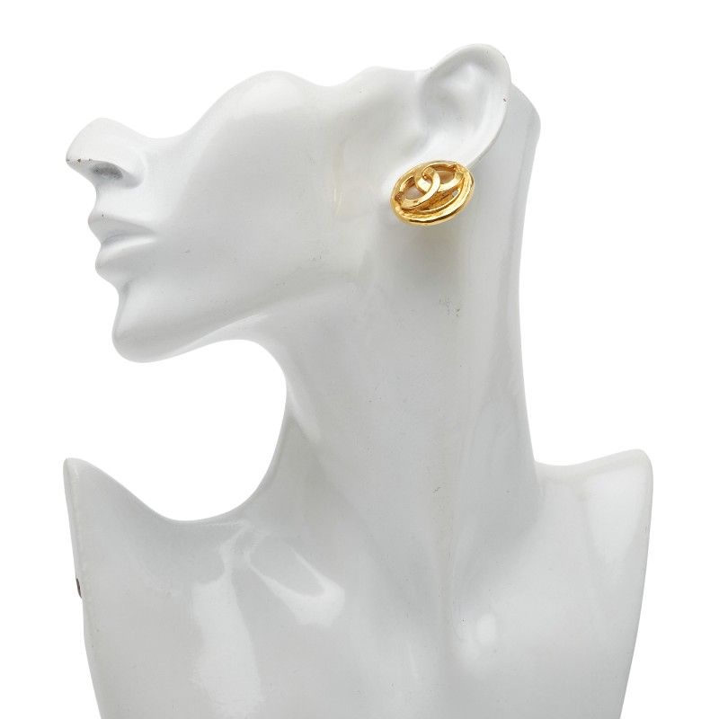 Chanel Vintage Earrings Coco Mark Gold Plated — view 6