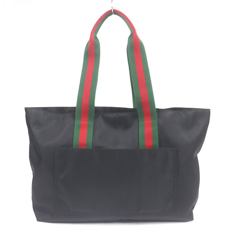 Gucci Nylon Sherry Line Webline Large Logo Tote Bag Black Storage — view 3