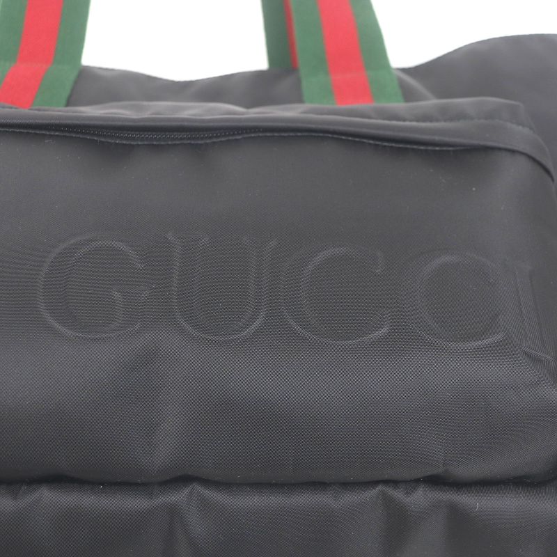 Gucci Nylon Sherry Line Webline Large Logo Tote Bag Black Storage — view 8