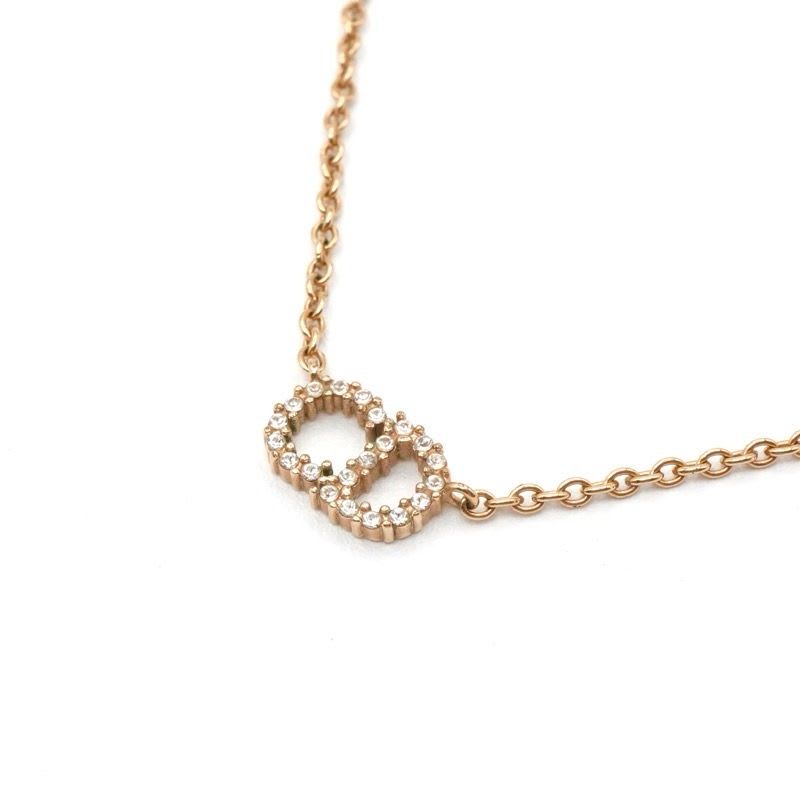 Christian Dior Clair D LUNE Necklace Pendant Choker Gold Logo Rhinestone — view 4