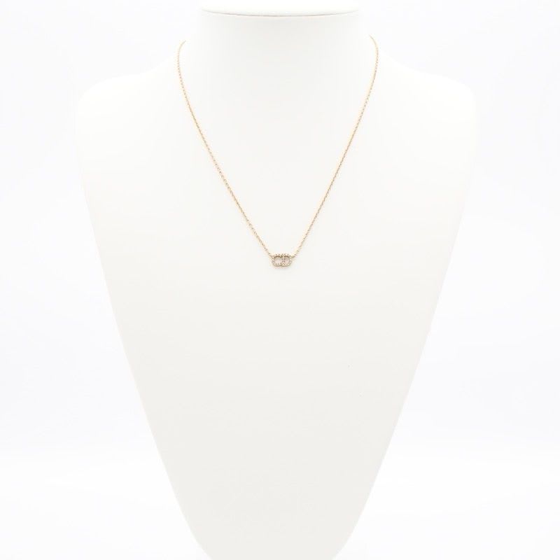 Christian Dior Clair D LUNE Necklace Pendant Choker Gold Logo Rhinestone — view 9